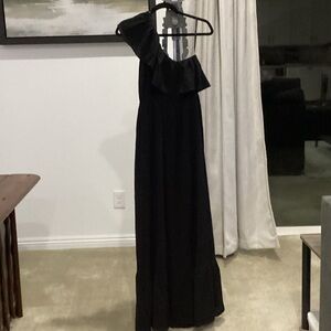 Chic One-Shoulder Black Maxi Tiered Dress